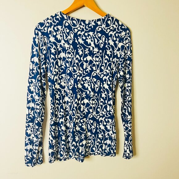 2/$30 Lucky Brand Navy White Wrap Top Medium - Picture 3 of 6